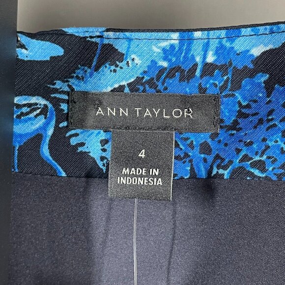 NEW Ann Taylor Dress Womens 4 black blue asian floral sheath classic - Picture 4 of 9